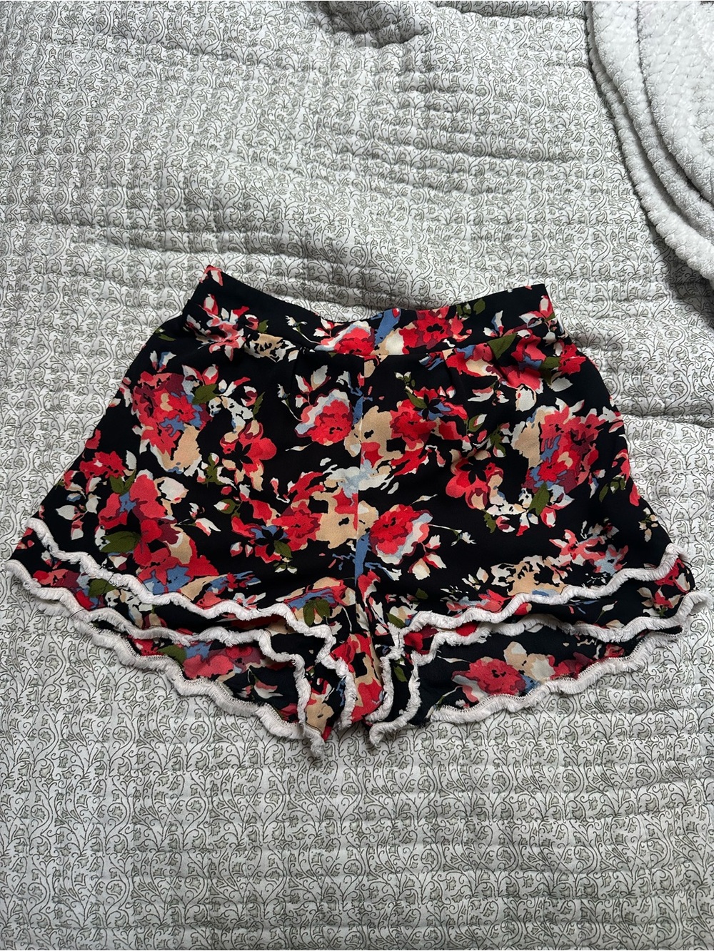 Black floral shorts